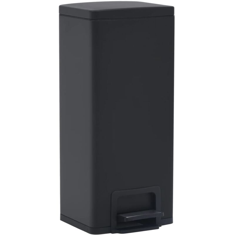 

Cubo basura con pedal antihuellas 30L negro acero inoxidable - Negro - Vidaxl