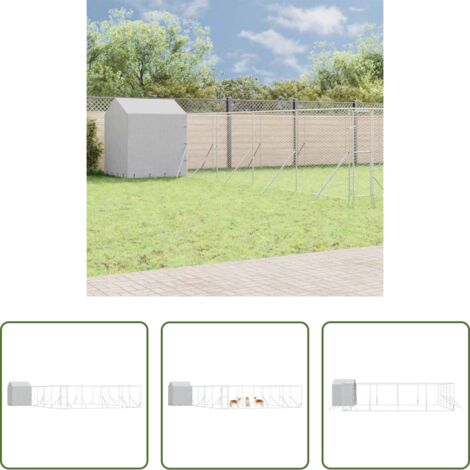 vidaXL Cuccia con tetto -  Cuccia Cani da Esterno Tetto Argento 10x10x2,5m Acciaio Zincato