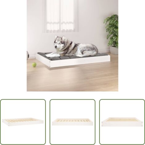 vidaXL Cuccia in legno massello -  Cuccia per Cani Bianca 101,5x74x9 cm in Legno Massello di Pino