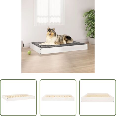 vidaXL Cuccia in legno massello -  Cuccia per Cani Bianca 91,5x64x9 cm in Legno Massello di Pino