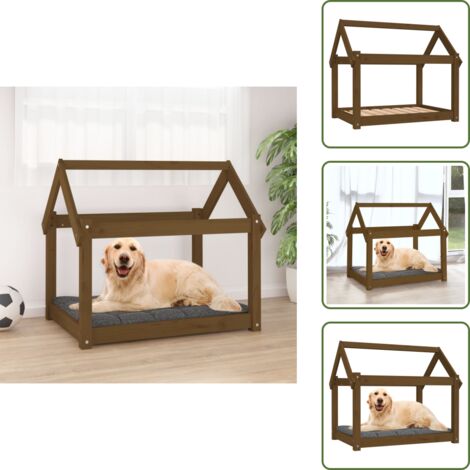 - vidaXL Cuccia per Cani Ambra 81x60x70 cm in Legno Massello di Pino -