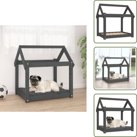 - vidaXL Cuccia per Cani Grigia 71x55x70 cm in Legno Massello di Pino -