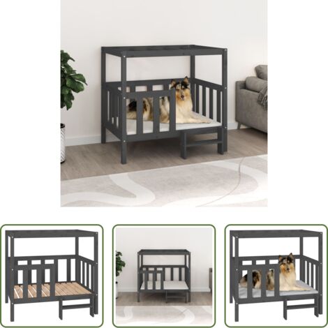 vidaXL Cuccia per cani in pino -  Cuccia per Cani Grigia 105,5x83,5x100cm Legno Massello di Pino