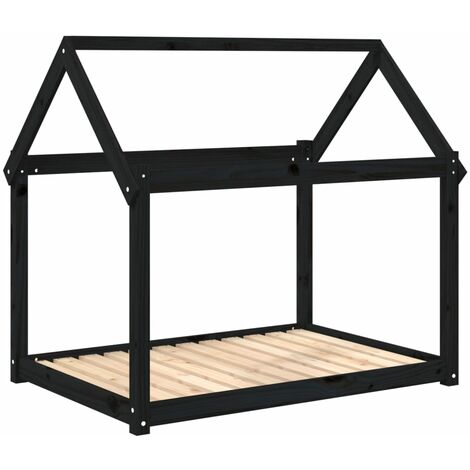 vidaXL Cuccia per Cani Nera 111x80x100 cm in Legno Massello di Pino