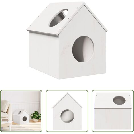 vidaXL Cuccia per gatti in pino -  Cuccia per Gatti Bianca 41x50x50 cm in Legno Massello di Pino