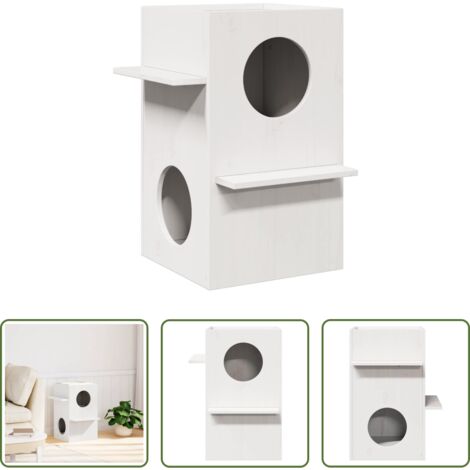 vidaXL Cuccia per gatti in pino -  Cuccia per Gatti Bianca 43x43x60 cm in Legno Massello di Pino