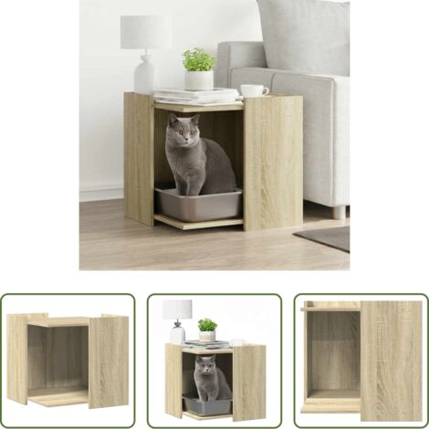 vidaXL Cuccia per gatti -  Recinto Lettiera Gatti Rovere Sonoma 53x53x51 cm in Truciolato
