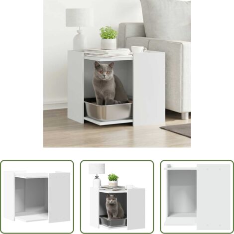 vidaXL Cuccia per gatti -  Recinto per Lettiera per Gatti Bianco 53x53x51 cm in Truciolato