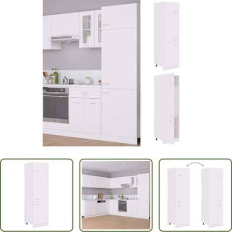 vidaXL Cucina - Mobile per Frigo “Lyon” Bianco 60x57x207 cm Legno Multistrato