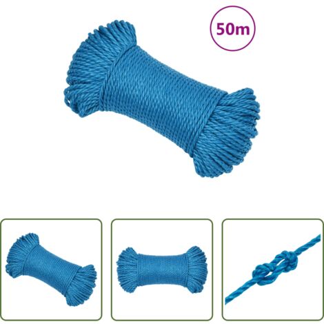 vidaXL Cuerda azul -  Cuerda de trabajo polipropileno azul 3 mm 50 m