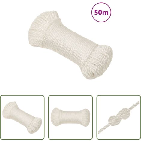 vidaXL Cuerda blanca -  Cuerda de trabajo polipropileno blanco 3 mm 50 m