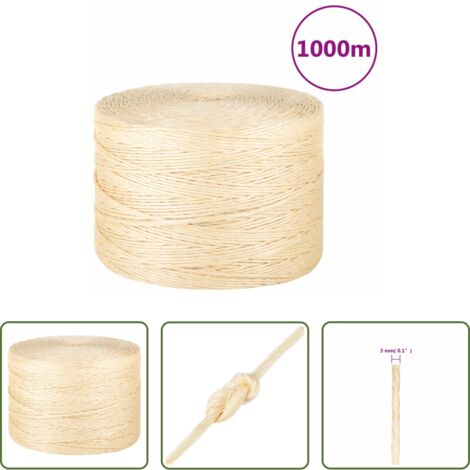vidaXL Cuerda de cáñamo -  Cuerda 100% sisal 3 mm 1000 m