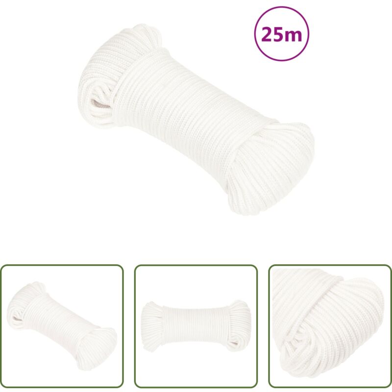 vidaXL Cuerda de muelle - Cuerda de barco polipropileno blanco intenso 4 mm 25 m