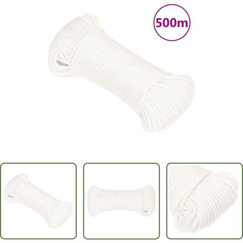 vidaXL Cuerda de muelle - Cuerda de barco polipropileno blanco intenso 4 mm 500 m