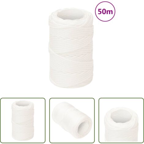 vidaXL Cuerda de polipropileno -  Cuerda de barco polipropileno blanco intenso 2 mm 50 m