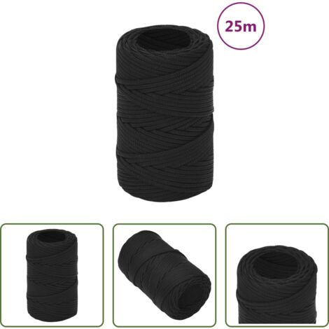 vidaXL Cuerda de polipropileno -  Cuerda de barco polipropileno negro intenso 2 mm 25 m