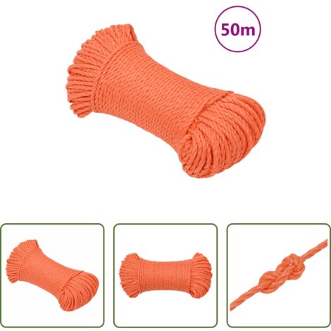 vidaXL Cuerda naranja -  Cuerda de trabajo polipropileno naranja 3 mm 50 m