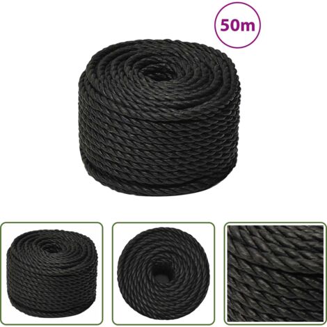 vidaXL Cuerda negra -  Cuerda de trabajo polipropileno negro 10 mm 50 m