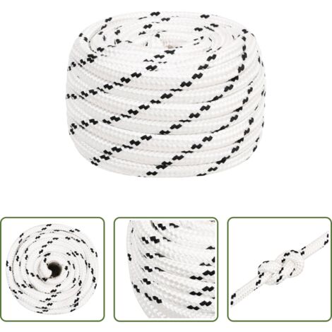 vidaXL Cuerda para barco -  Cuerda para barco trenzada poliéster blanco 16 mmx25 m