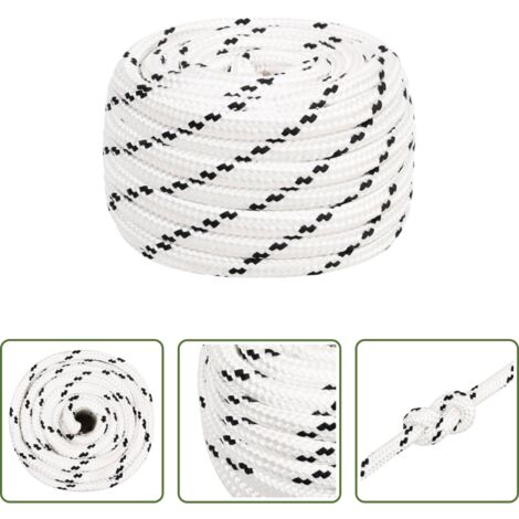 vidaXL Cuerda para barco -  Cuerda para barco trenzada poliéster blanco 20 mmx100 m