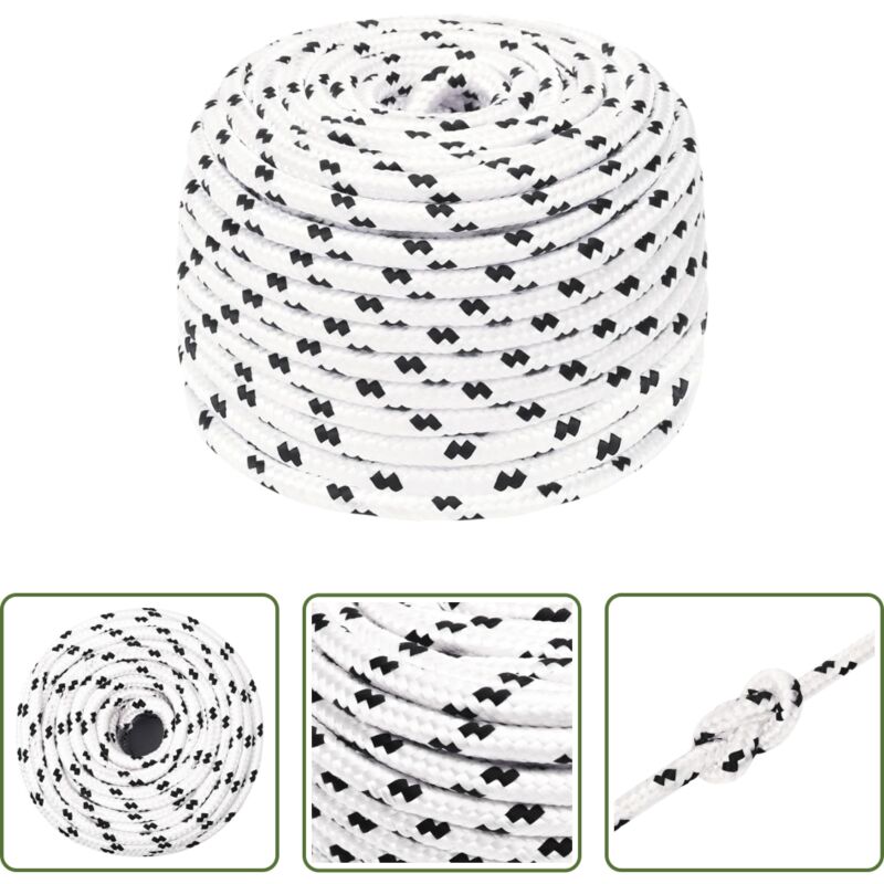 vidaXL Cuerda para barco - Cuerda para barco trenzada poliéster blanco 6 mmx25 m