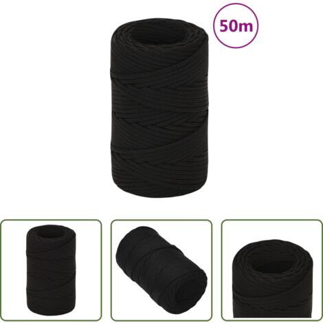 vidaXL Cuerda poliéster -  Cuerda de trabajo poliéster negro 2 mm 50 m