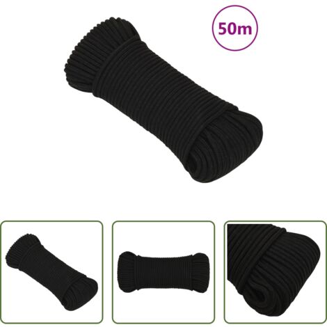 vidaXL Cuerda poliéster -  Cuerda de trabajo poliéster negro 3 mm 50 m