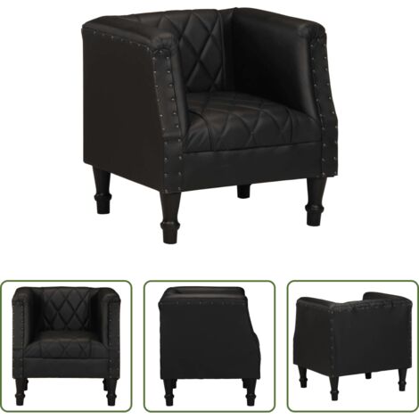 vidaXL Cuero de cabra -  Sillón de cuero de cabra auténtico negro