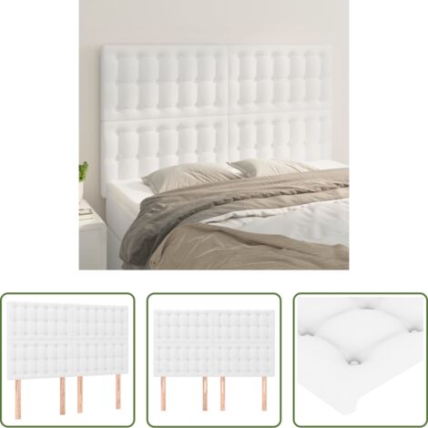 vidaXL Cuero sintético -  Cabecero de cama blanco 144x5x118/128 cm piel sintética