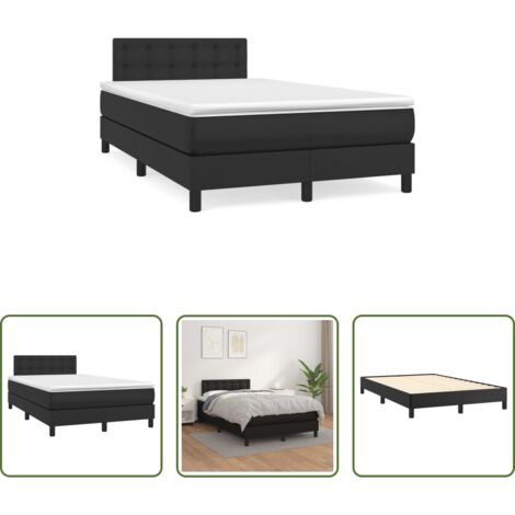 vidaXL Cuero sintético -  Cama box spring con colchón cuero sintético negro 120x190 cm