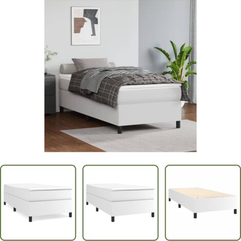 vidaXL Cuero sintético -  Estructura de cama con somier cuero sintético blanco 80x200 cm
