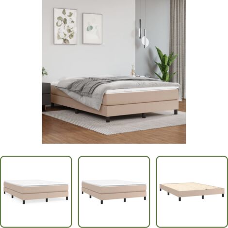 vidaXL Cuero sintético -  Estructura Estructura de cama con somier cuero sintético capuchino 140x190cm