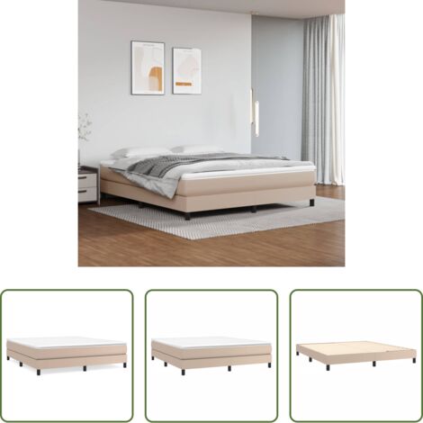 vidaXL Cuero sintético -  Estructura Estructura de cama con somier cuero sintético capuchino 160x200cm