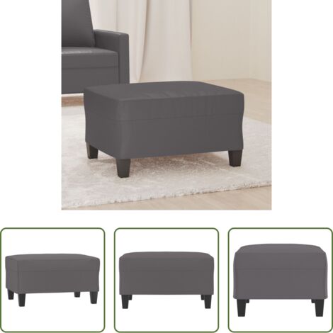 vidaXL Cuero sintético gris -  Reposapiés de cuero sintético gris 70x55x41 cm