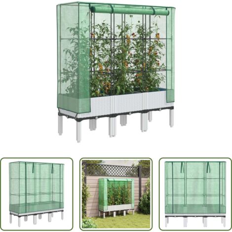 vidaXL Cultivo -  Arriate con cubierta invernadero aspecto ratán 120x40x140 cm