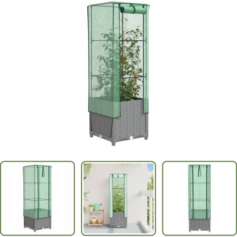 vidaXL Cultivo -  Arriate con cubierta invernadero aspecto ratán 40x40x139 cm