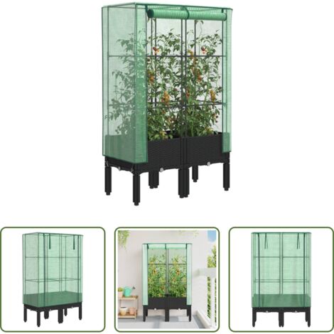 vidaXL Cultivo -  Arriate con cubierta invernadero aspecto ratán 80x40x140 cm