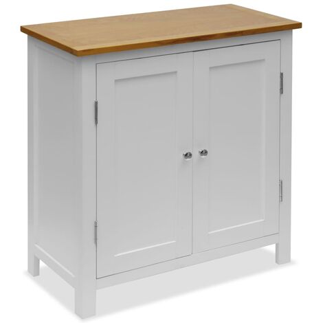 vidaXL Cupboard 70x35x75 cm Solid Oak Wood - White