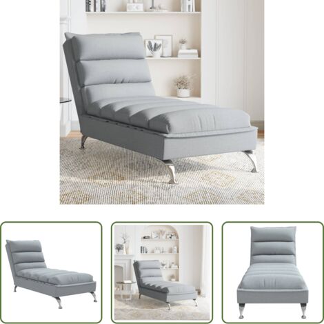 vidaXL Cuscini -  Chaise Longue con Cuscini Grigio Chiaro in Tessuto