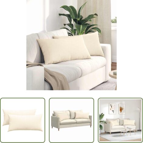 vidaXL Cuscini con copertura rimovibile -  Cuscini da Divano 2 pcs Crema 80 x 40 cm Tessuto in Cords