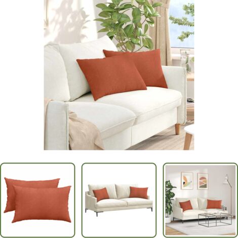 vidaXL Cuscini con copertura rimovibile -  Cuscini da Divano 2 pcs Rosso Arancio 60 x 40 cm