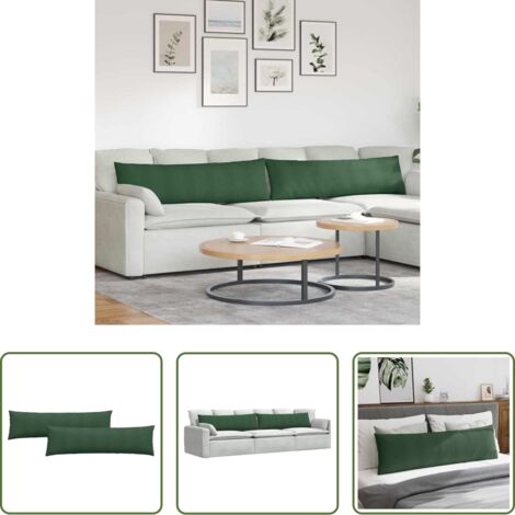 vidaXL Cuscini con copertura rimovibile -  Cuscini da Divano 2 pcs Verde Scuro 145 x 40 cm