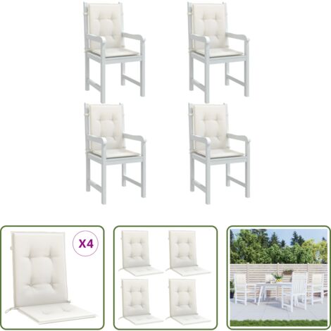 vidaXL Cuscini da esterno -  Cuscini Sedia Schiena Bassa 4 pz Crema Mélange 100x50x4 Tessuto