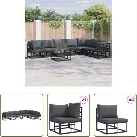 vidaXL Cuscini da esterno -  Set Divano da Giardino con cuscino 7 pcs