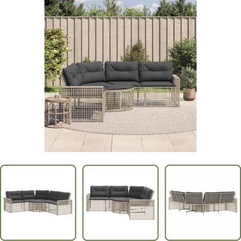 vidaXL Cuscini da giardino -  Divano da Giardino a L Cuscini e Pouf Grigio Chiaro Polyrattan