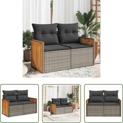 vidaXL Cuscini da giardino -  Divano da Giardino con Cuscini 2 Posti Grigio in Polyrattan