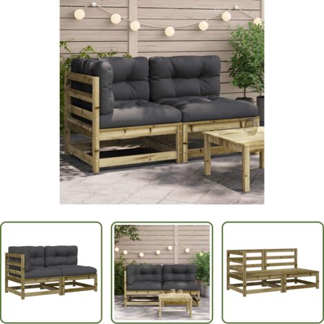 vidaXL Cuscini da giardino -  Divano da Giardino con Cuscini 2 Posti Legno Impregnato di Pino