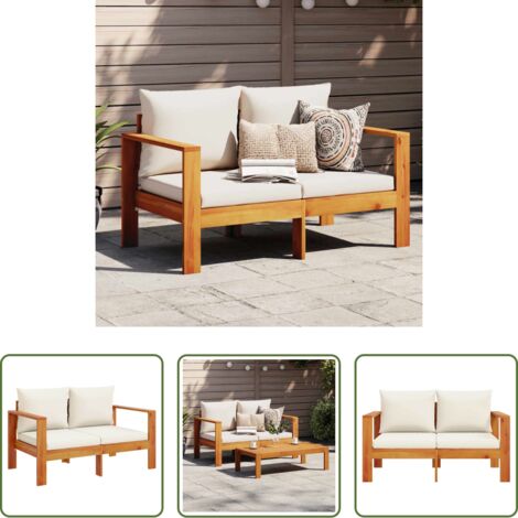 vidaXL Cuscini da giardino -  Divano da Giardino con Cuscini 2 Posti Legno Massello di Acacia