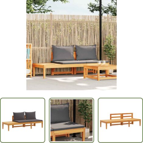 vidaXL Cuscini da giardino -  Panca Giardino Tavolo e Cuscini Grigio Scuro Massello d'Acacia