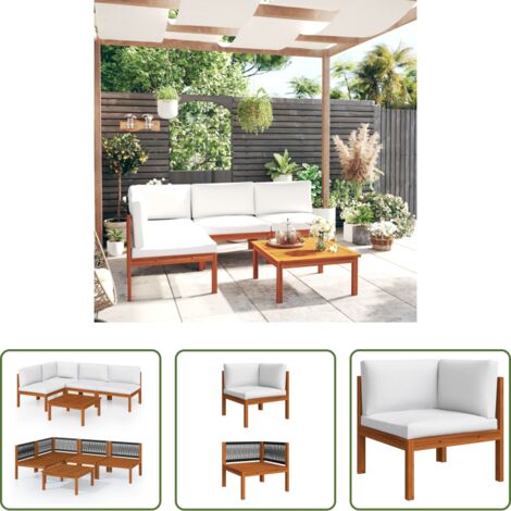 vidaXL Cuscini da giardino -  Set da giardino 5 pezzi con cuscini crema 63x63 cm
